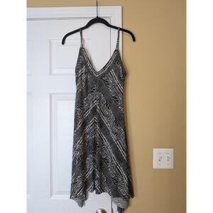 Robin Piccone Black White Abstract Print Swim Dress Cover-Up Assymetrical Hem S